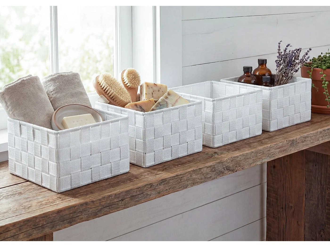 Panier de rangement MCW-C37 (lot de 4),  blanc