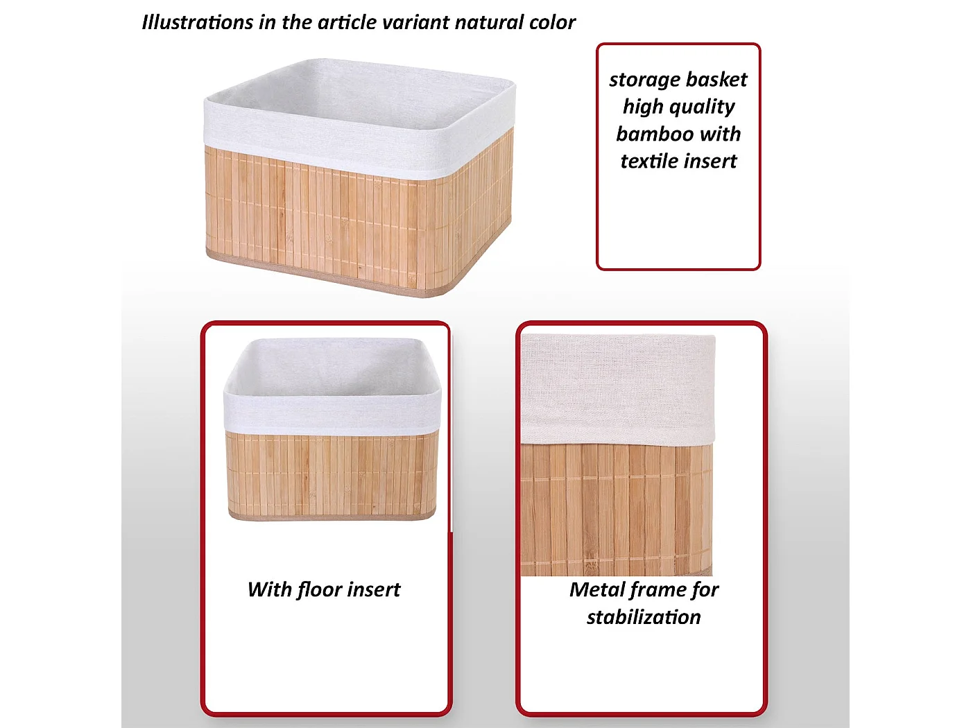 Panier de rangement MCW-C21 (lot de 3),  nature