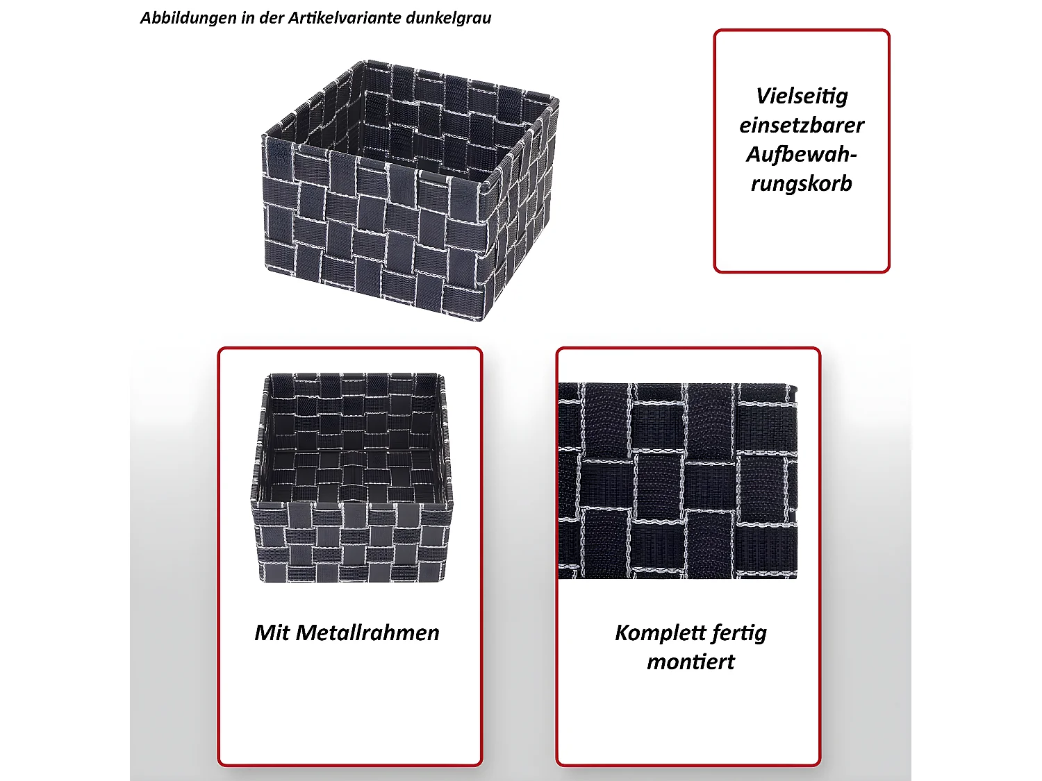 Cesto de arrumação MCW-C37 (conjunto de 4),  cinzento escuro