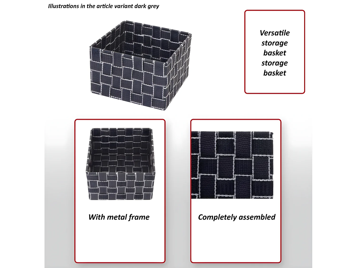 Panier de rangement MCW-C37 (lot de 4),  gris foncé