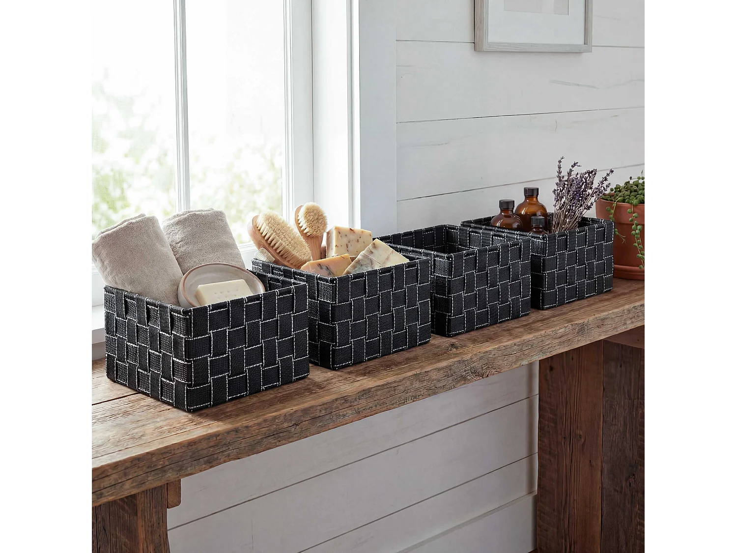 Kosz do przechowywania MCW-C37 (zestaw 4 szt.),  ciemnoszary