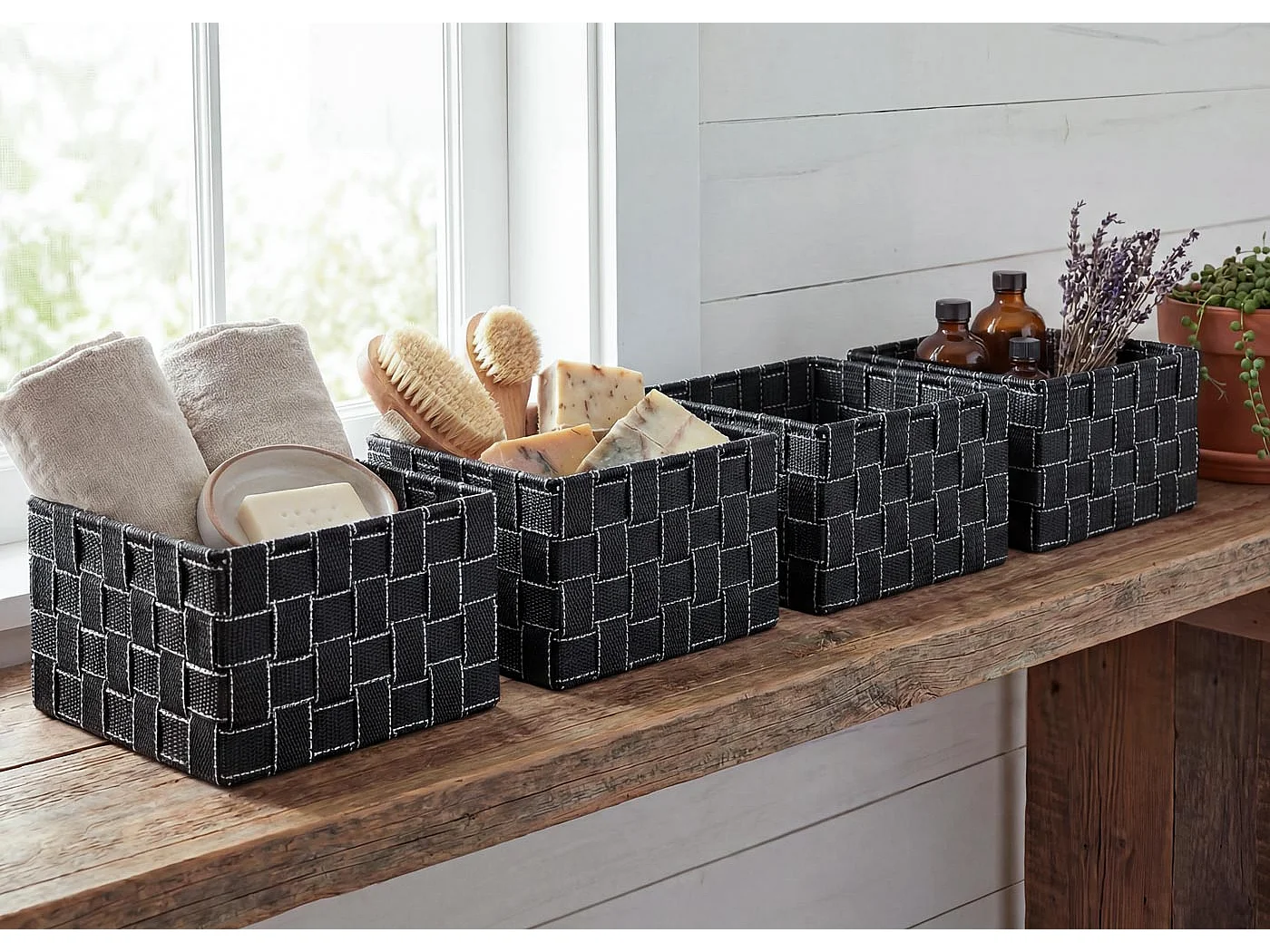 Kosz do przechowywania MCW-C37 (zestaw 4 szt.),  ciemnoszary