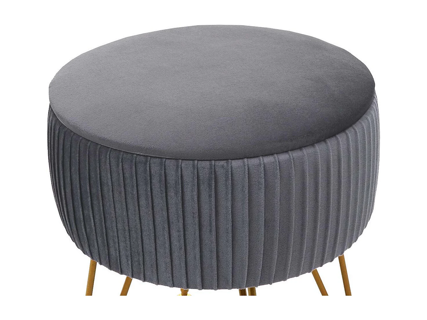 Sitzhocker MCW-K47, Hellgrau, Gestell gold