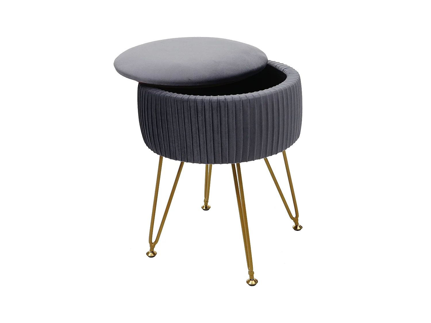 Pouf MCW-K47,  gris clairs, piètement or
