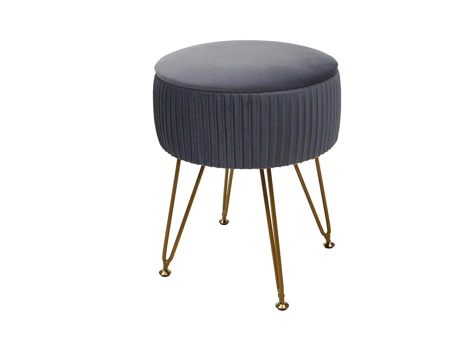 Pouf MCW-K47,  gris clairs, piètement or