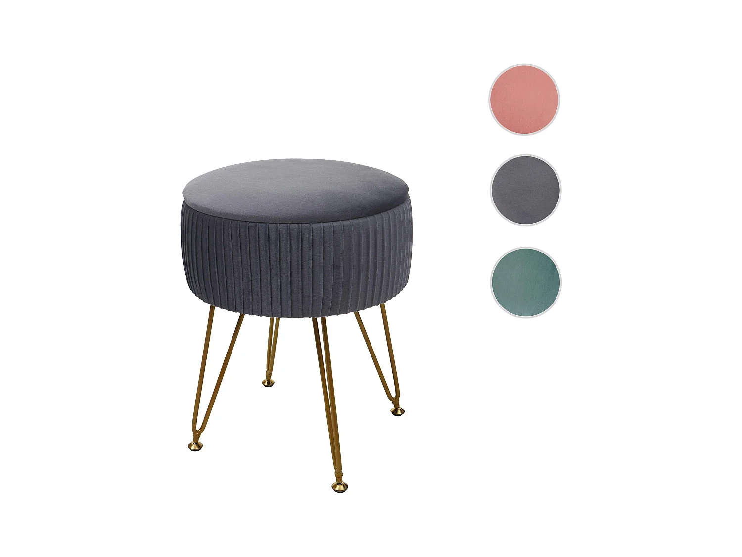 Pouf MCW-K47,  gris clairs, piètement or