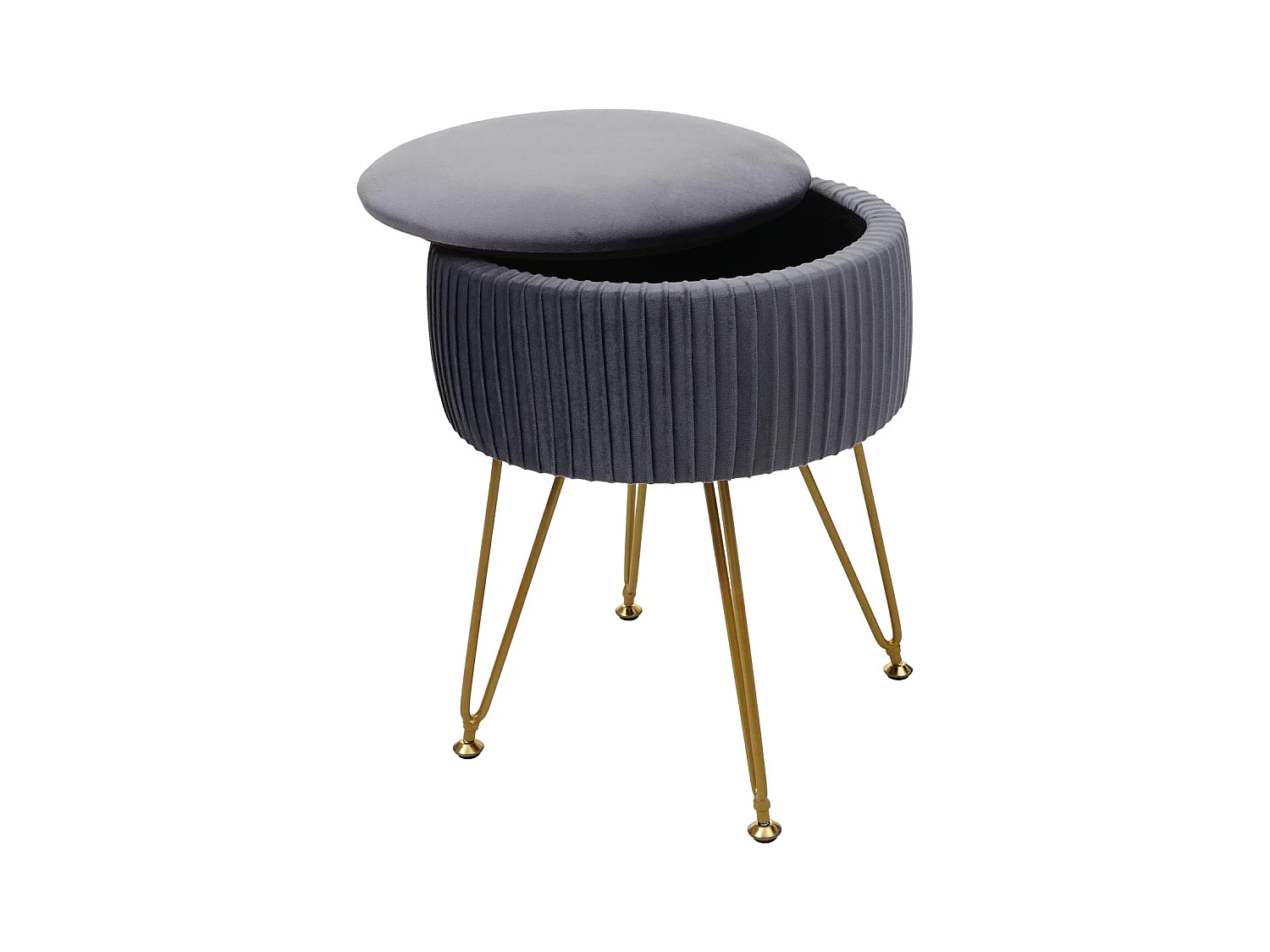 Pouf MCW-K47,  gris clairs, piètement or