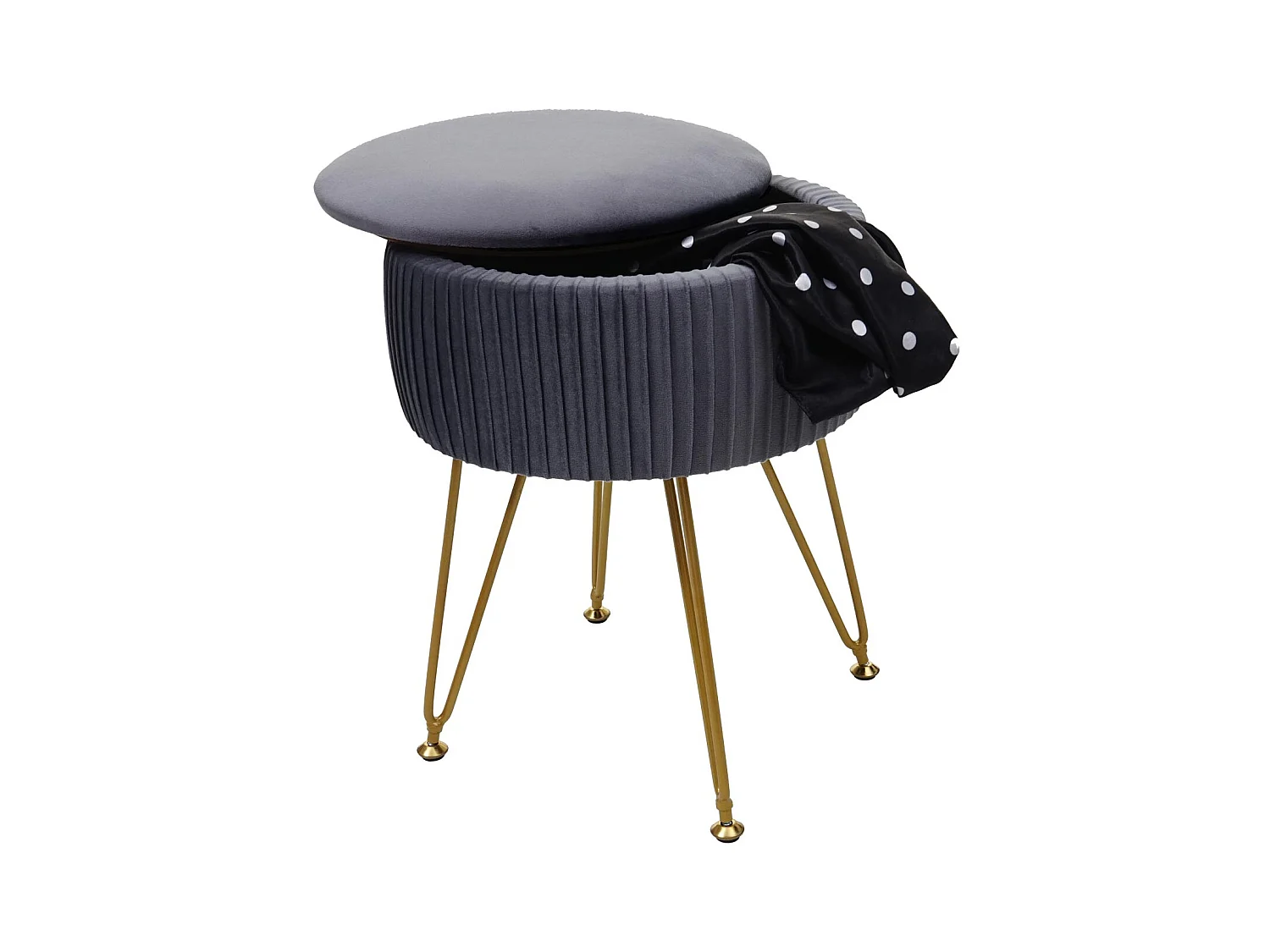 Pouf MCW-K47,  gris clairs, piètement or