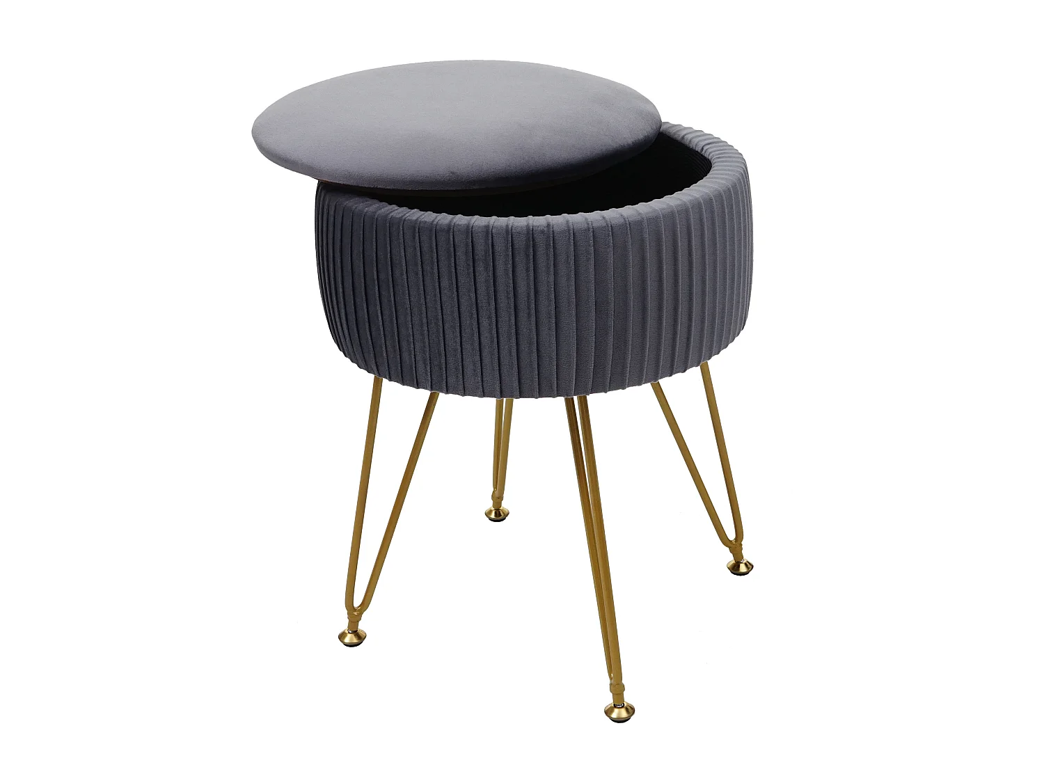 Pouf MCW-K47,  gris clairs, piètement or