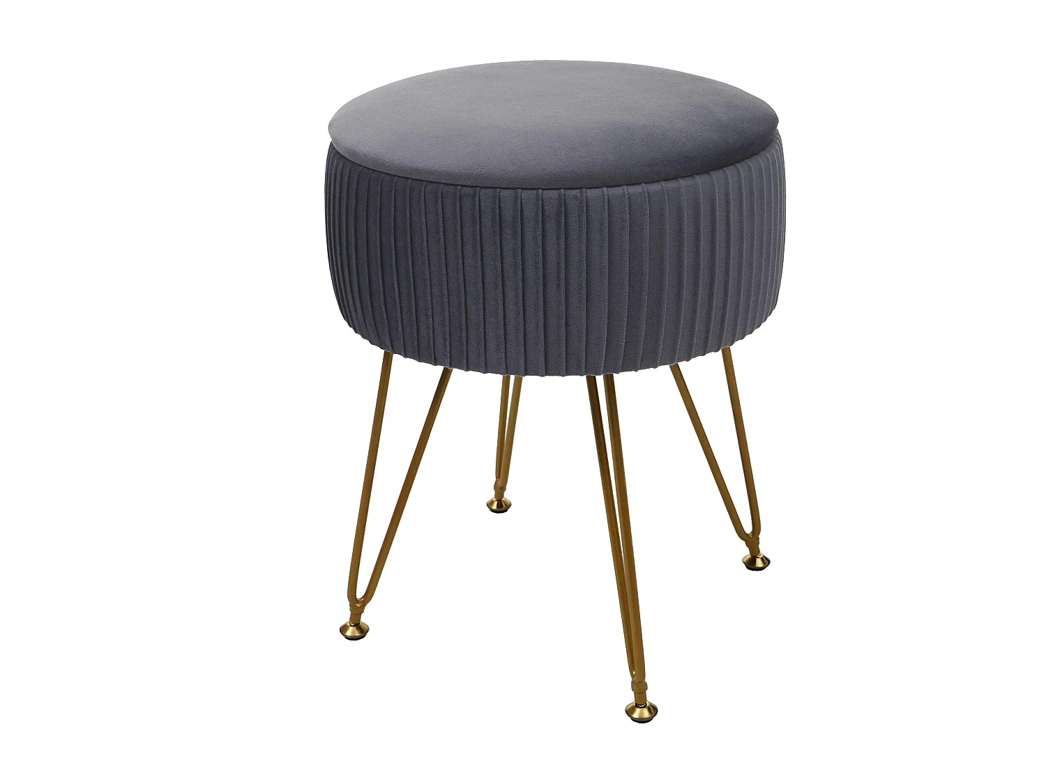 Pouf MCW-K47,  gris clairs, piètement or