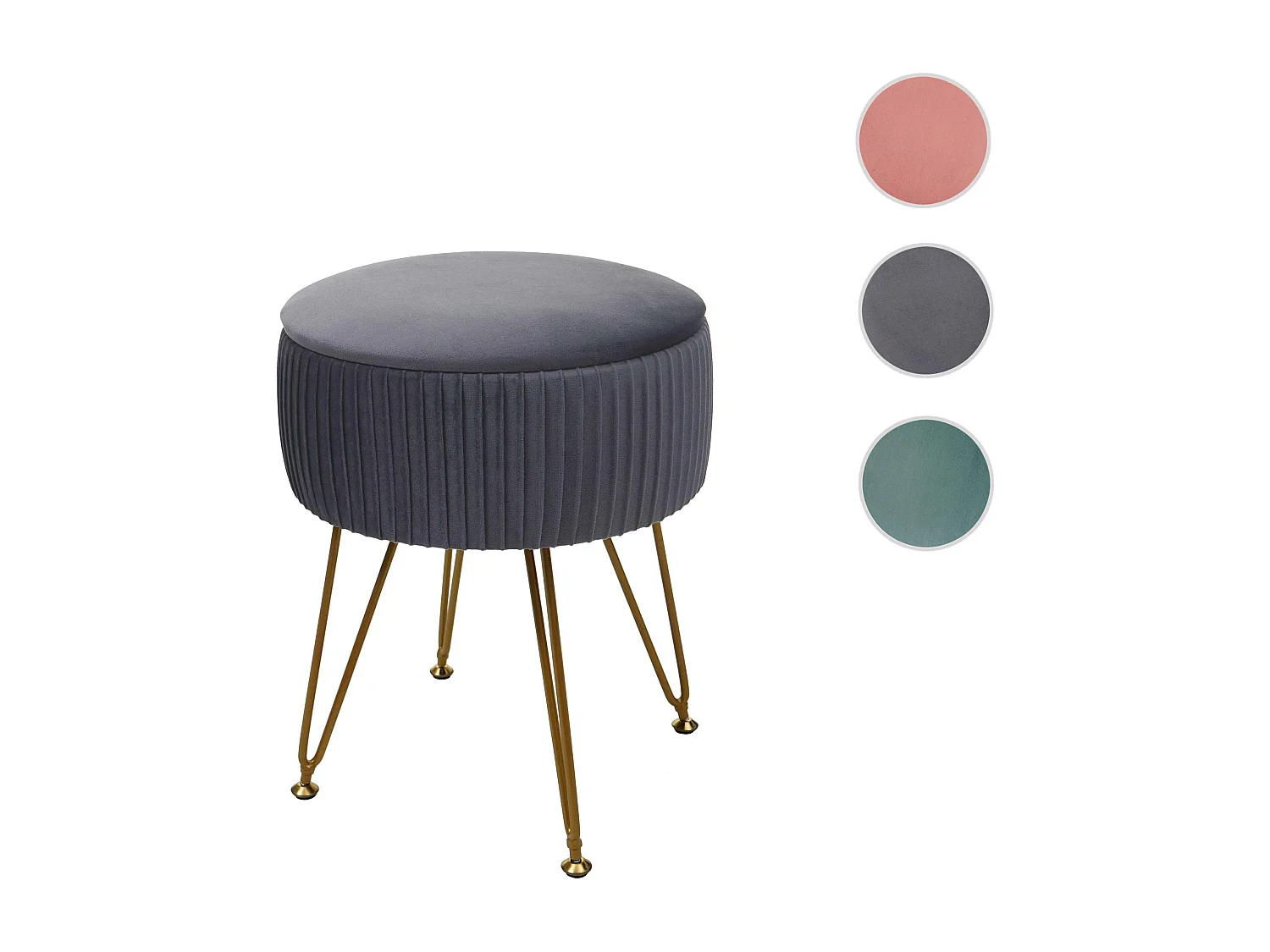 Pouf MCW-K47,  gris clairs, piètement or