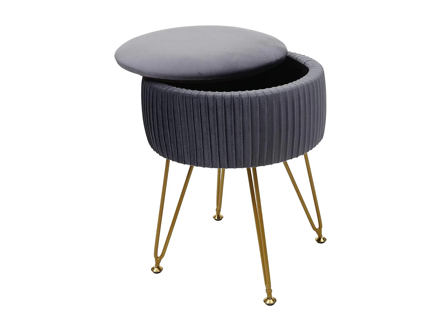 Pouf MCW-K47,  gris clairs, piètement or