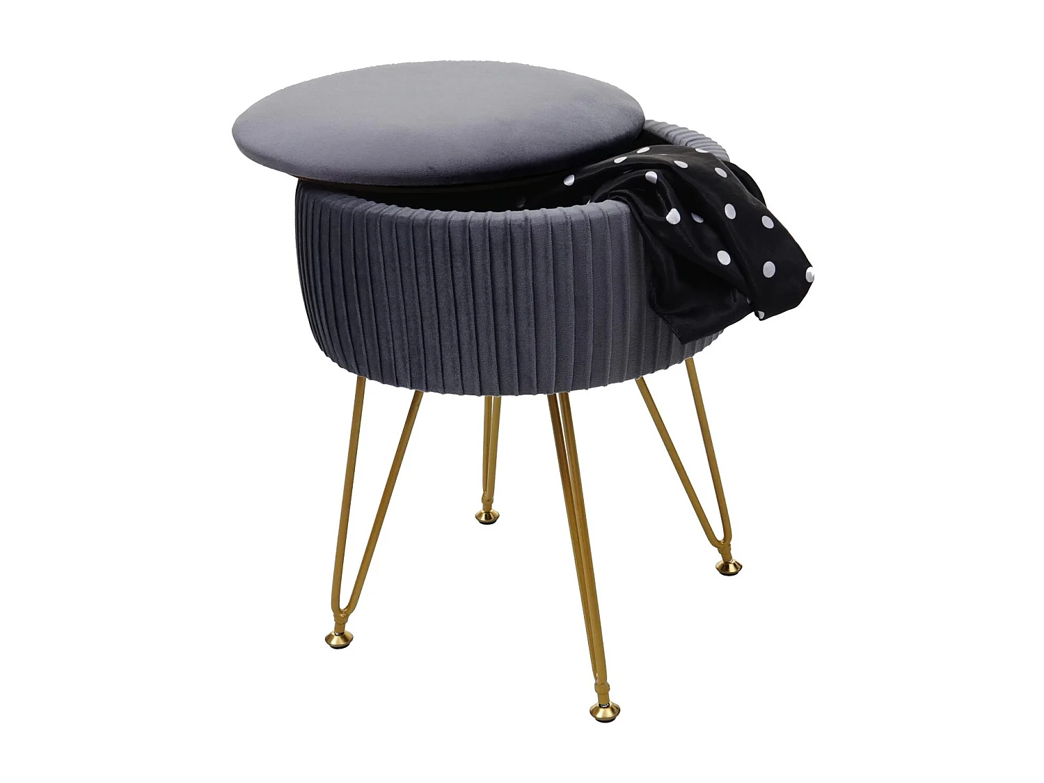 Pouf MCW-K47,  gris clairs, piètement or