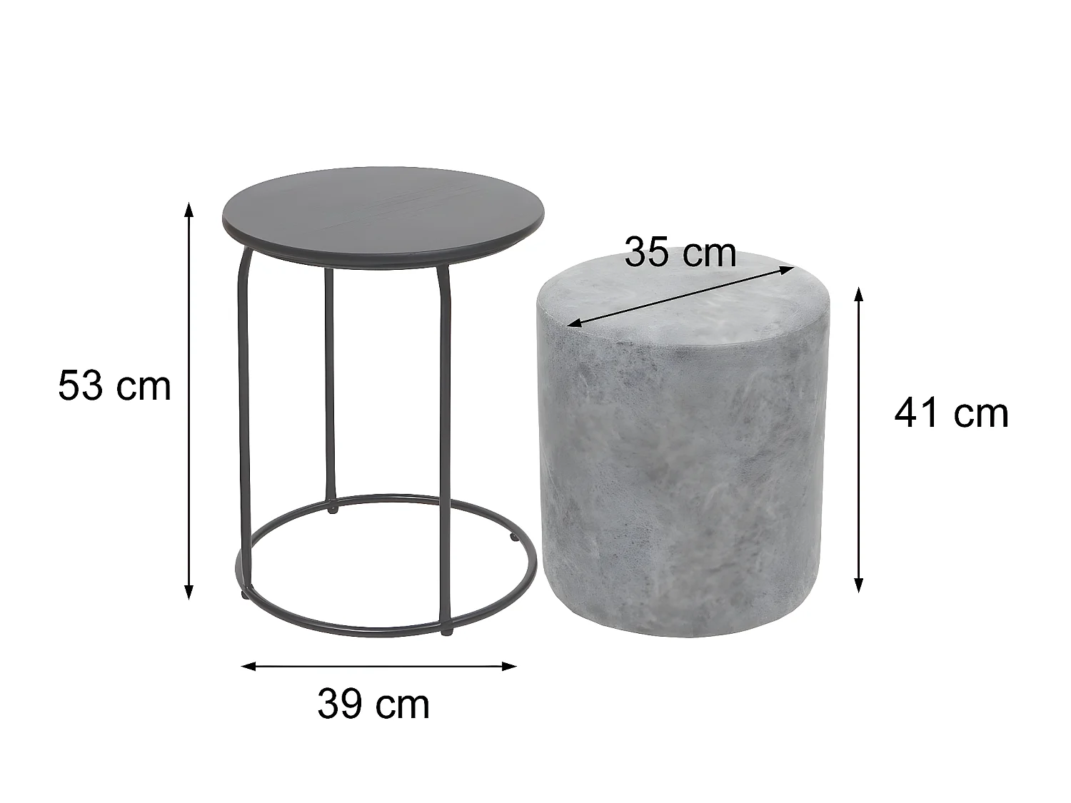 Juego de 2 taburetes/mesa auxiliar MCW-K48,  marrón