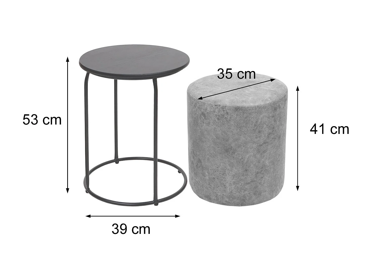 Lot de 2 poufs/tables d'appoint MCW-K48,  brun