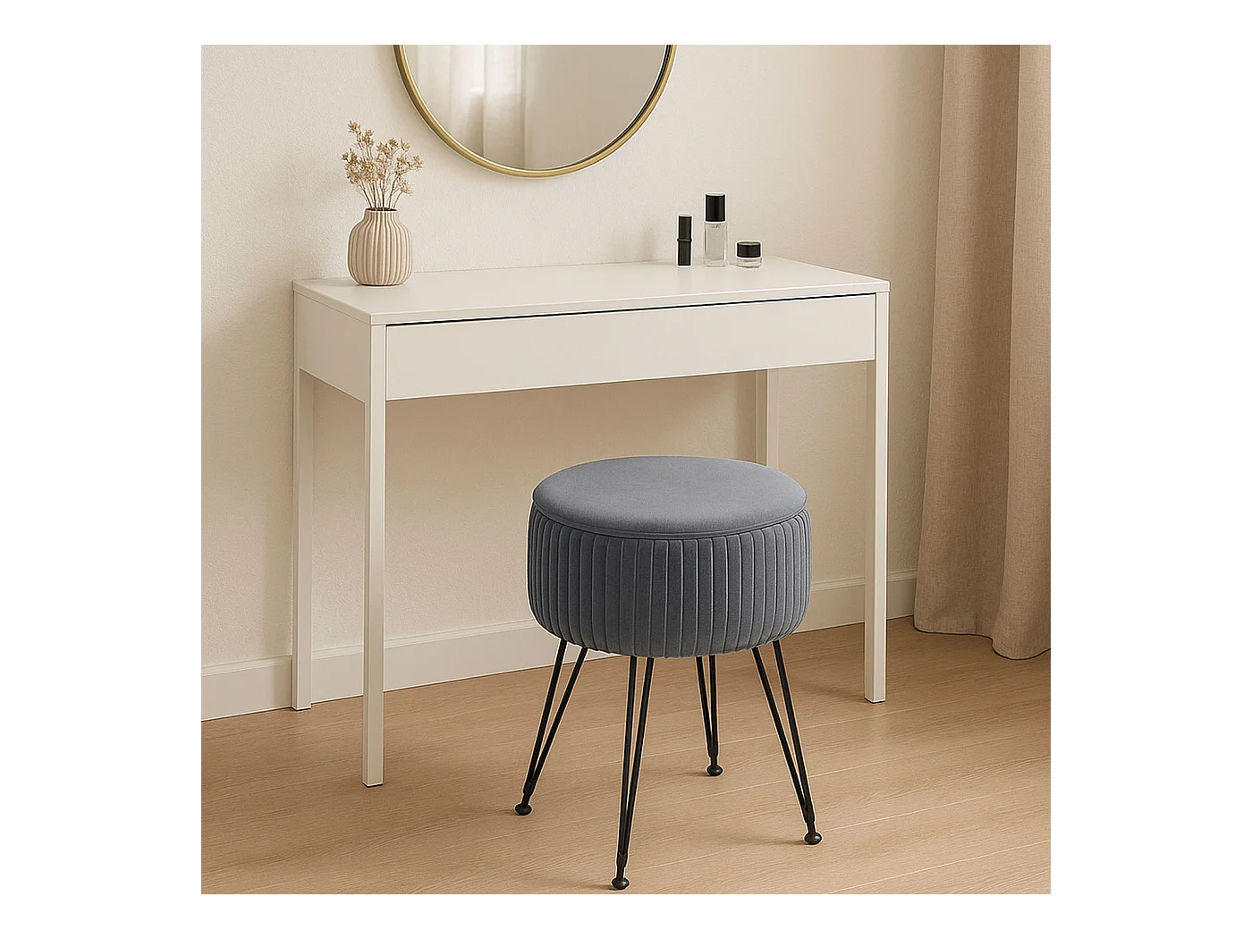 Pouf MCW-K47,  gris clairs piètement noir