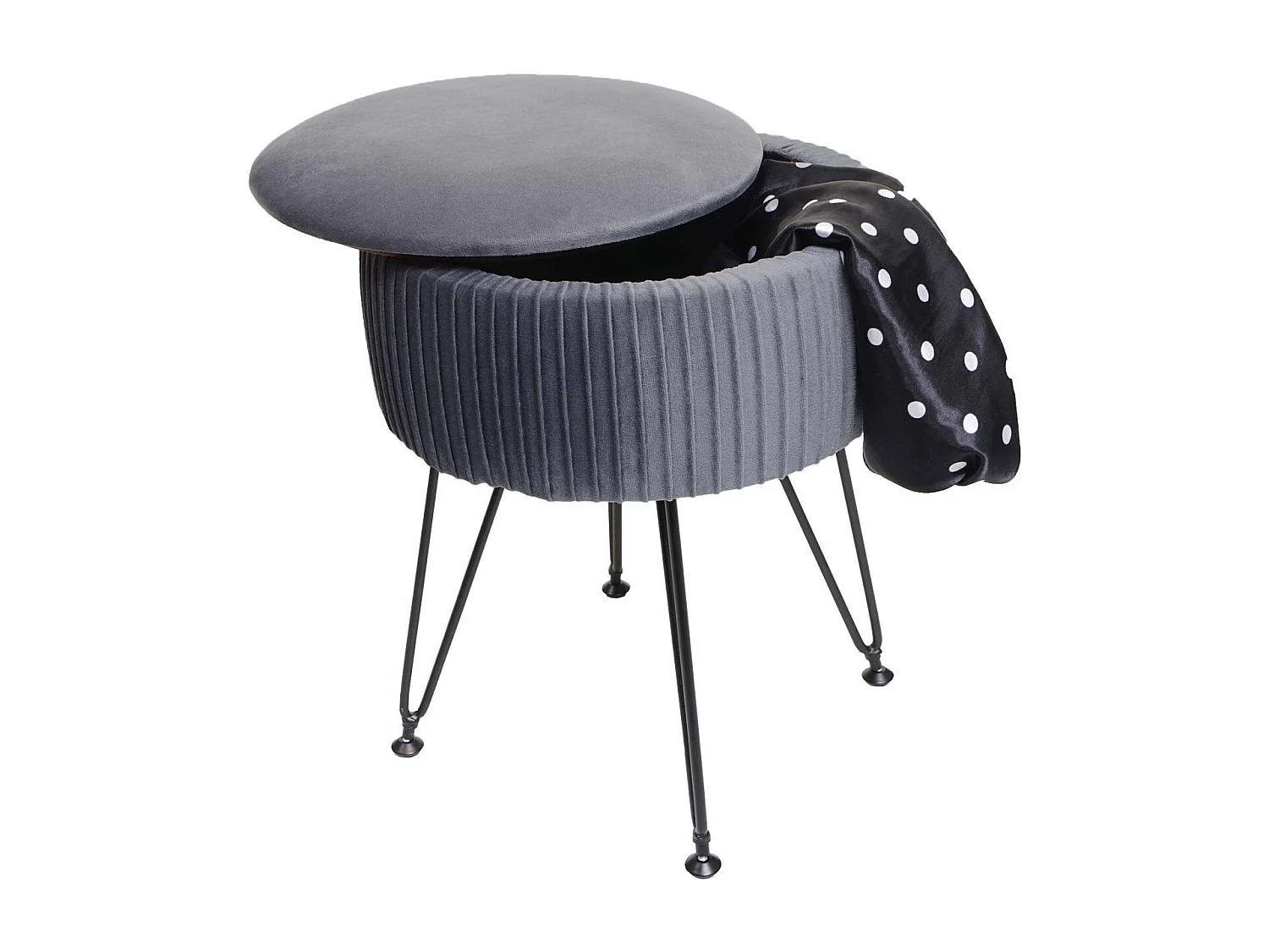 Sitzhocker MCW-K47, Hellgrau, Gestell schwarz