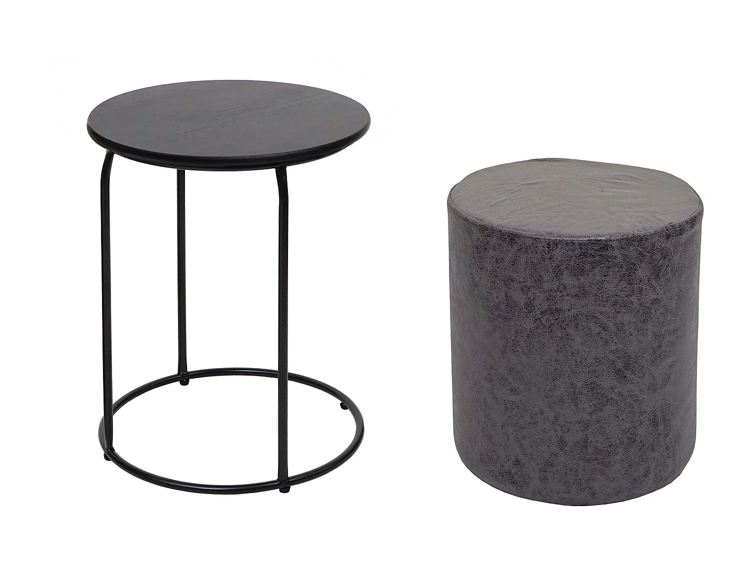 Set of 2 footstools/side tables MCW-K48,  black