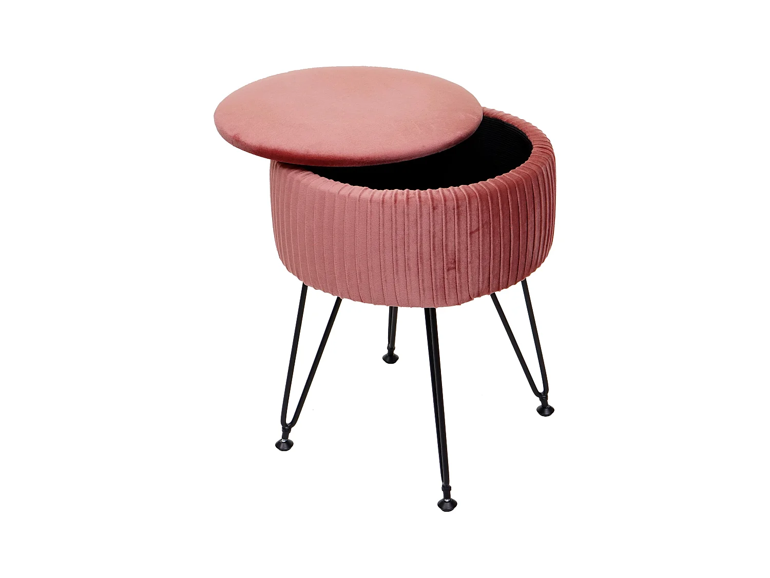Pouf MCW-K47,  rose, piètement noir