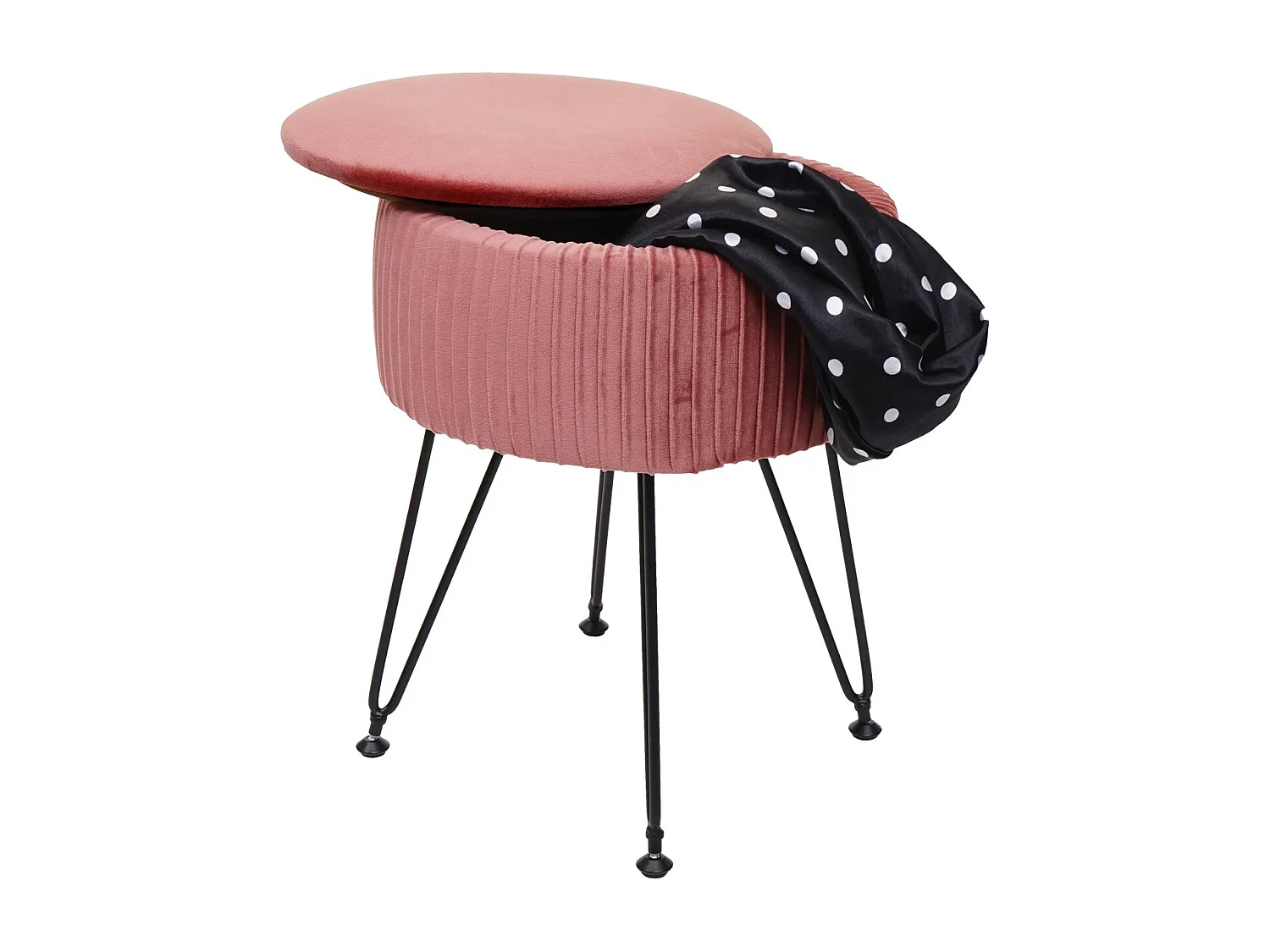 Pouf MCW-K47,  rose, piètement noir