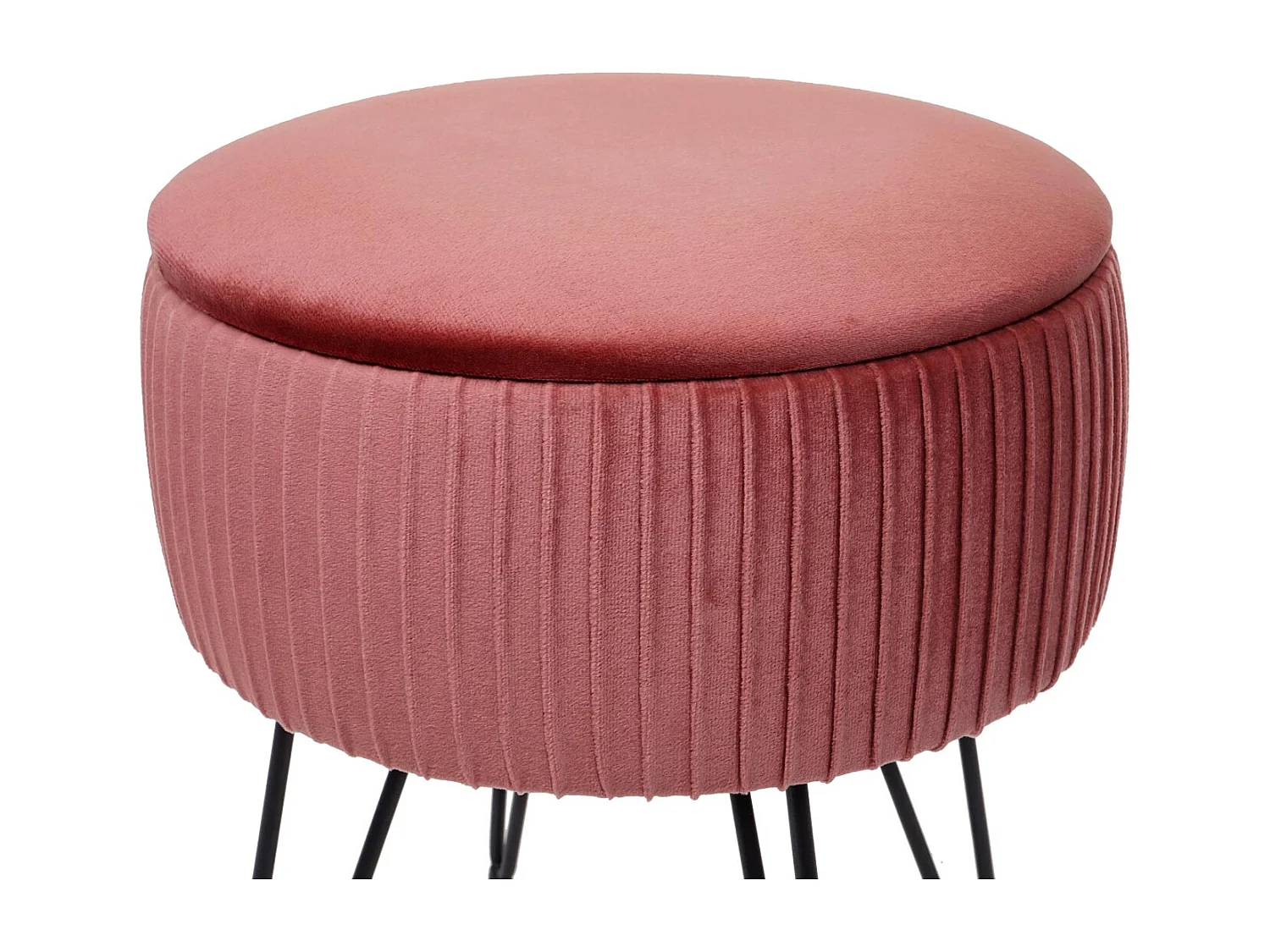 Pouf MCW-K47,  rose, piètement noir