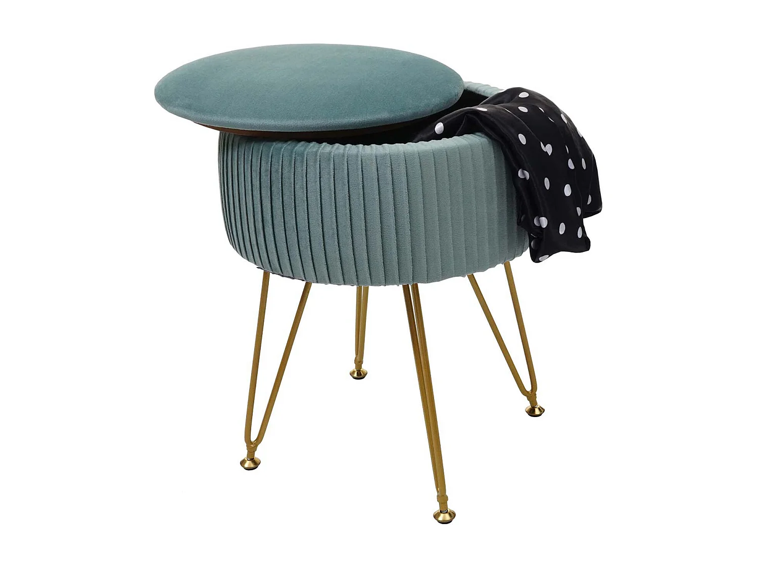 Pouf MCW-K47,  vert, piètement or