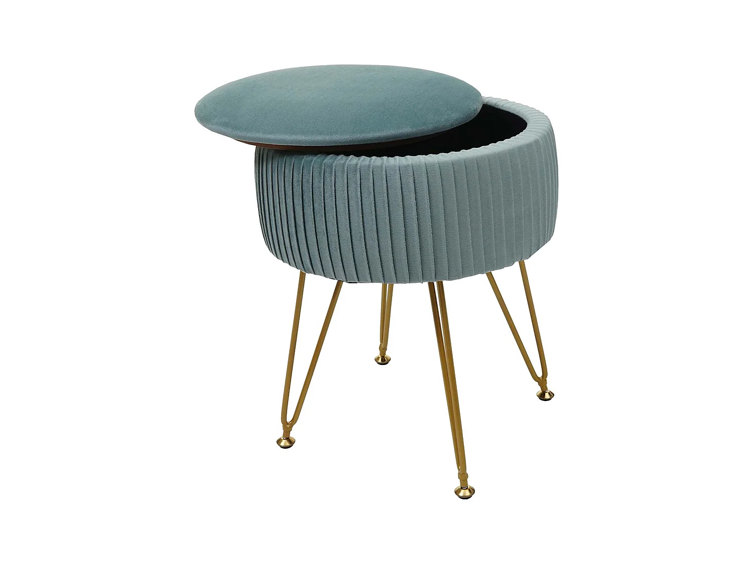 Pouf MCW-K47,  vert, piètement or