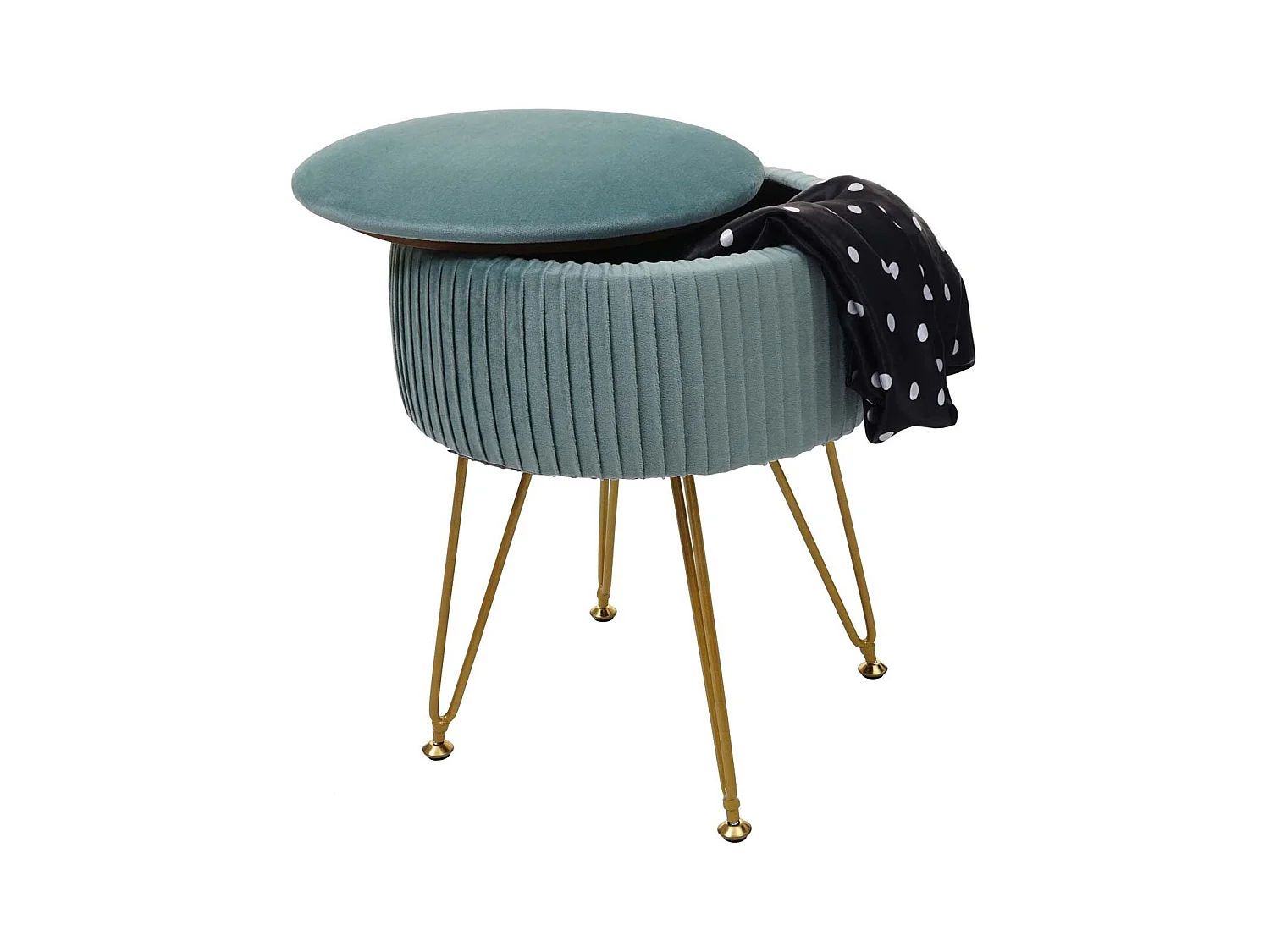 Taburete MCW-K47,  verde, marco dorado