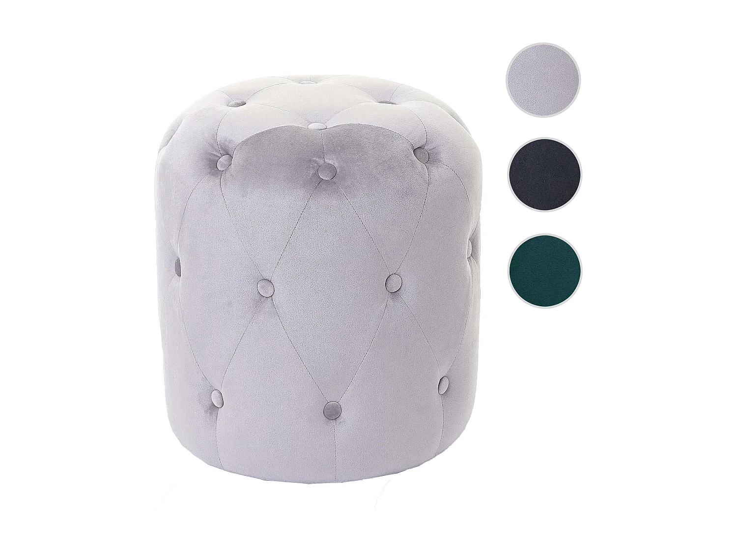 Poggiapiedi pouf elegante MCW-D22 velluto 39x39x42cm grigio chiaro