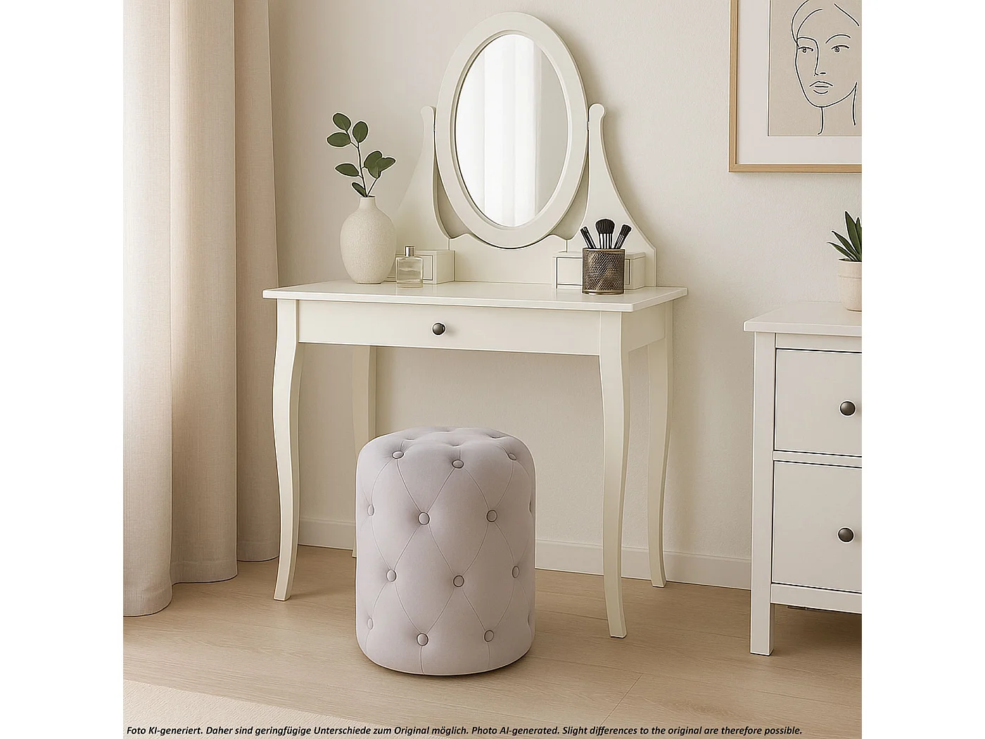 Tabouret MCW-D22,  velours, gris clair