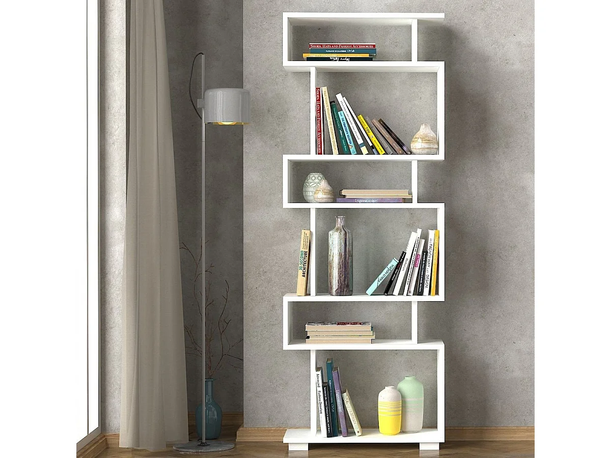 Estante estilo escandinavo – 60 x 165 x 19,5 cm – Branca – Aglomerado revestido de melamina