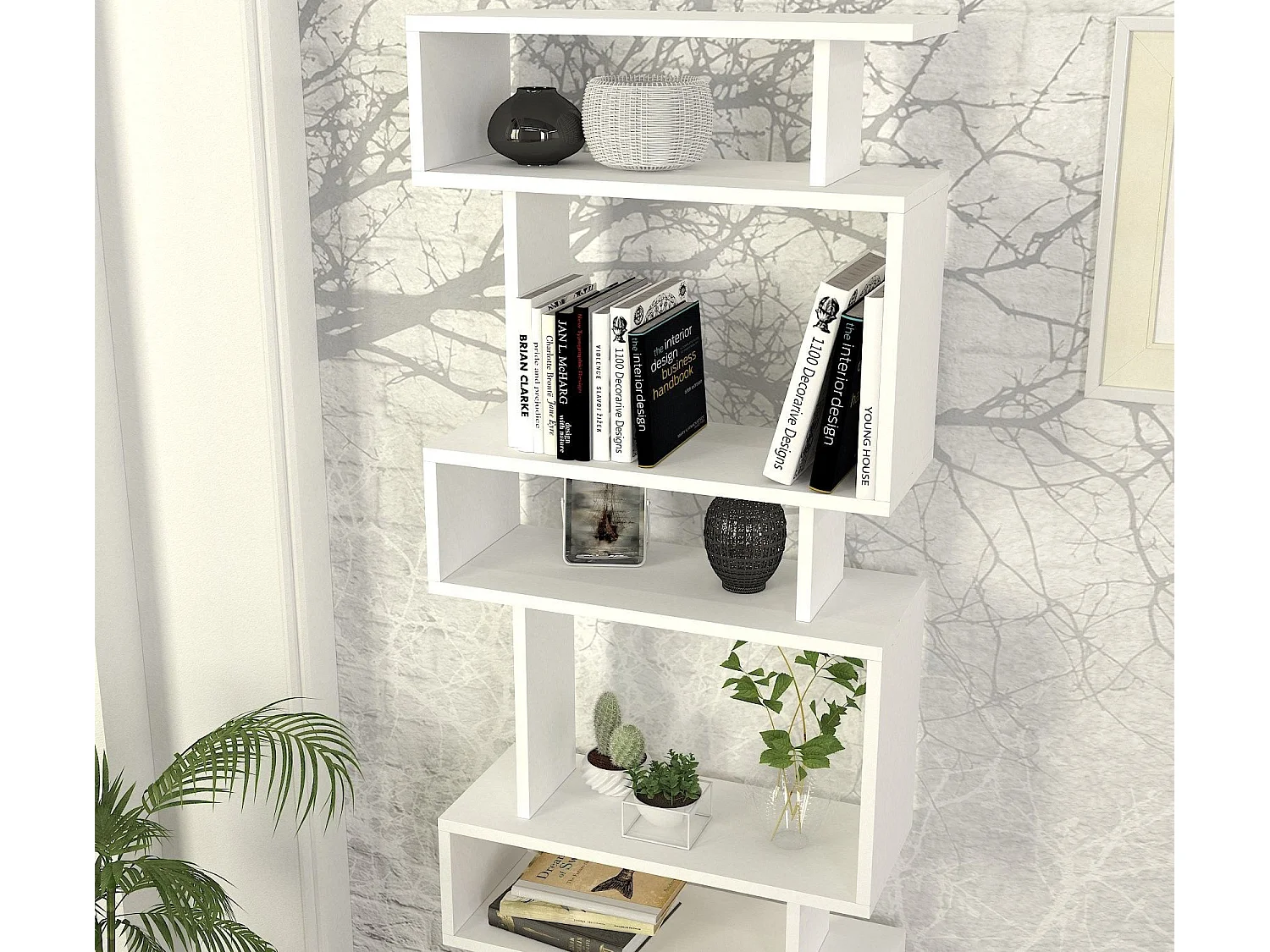 Estante estilo escandinavo – 60 x 165 x 19,5 cm – Branca – Aglomerado revestido de melamina