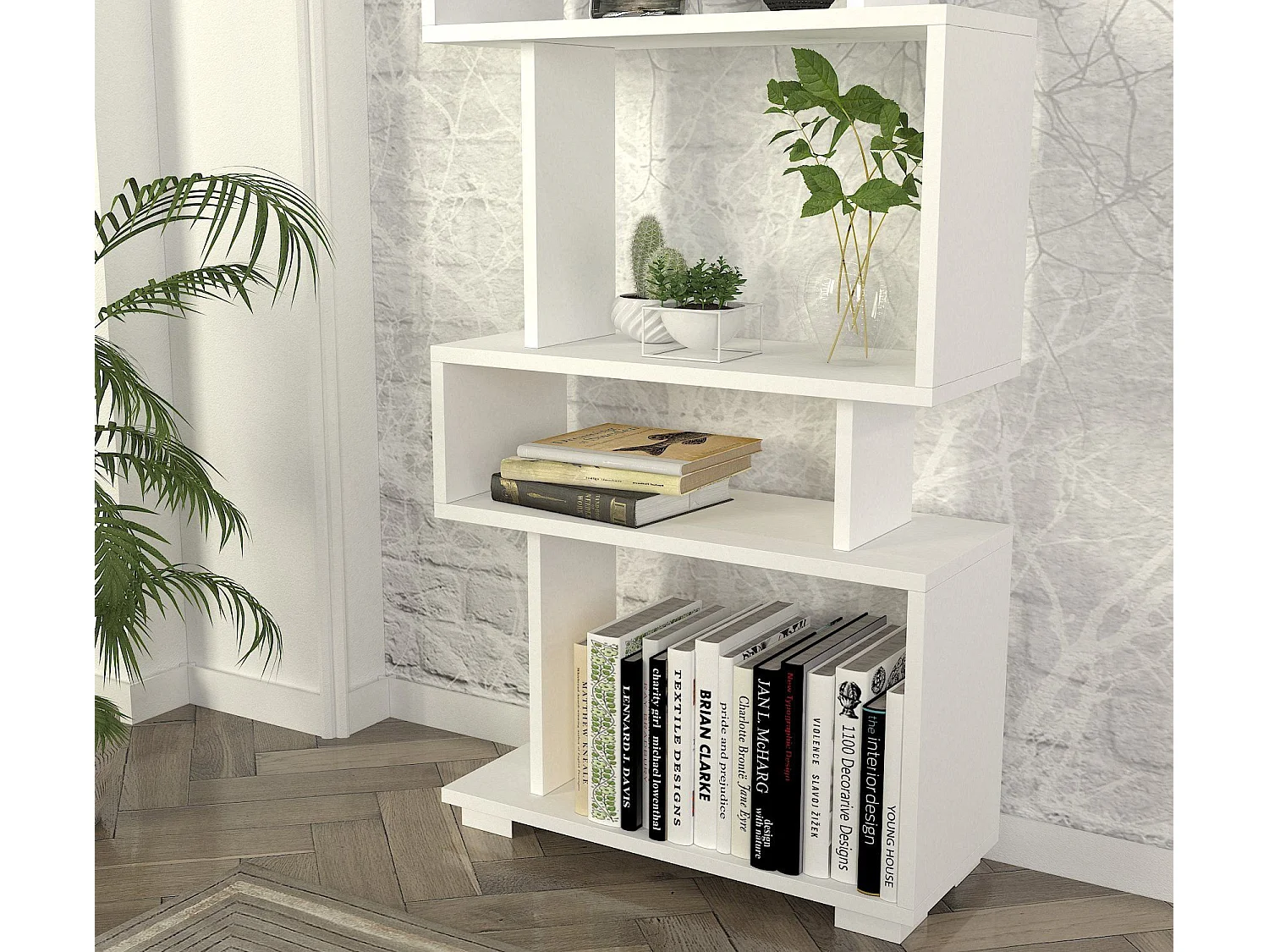 Estante estilo escandinavo – 60 x 165 x 19,5 cm – Branca – Aglomerado revestido de melamina