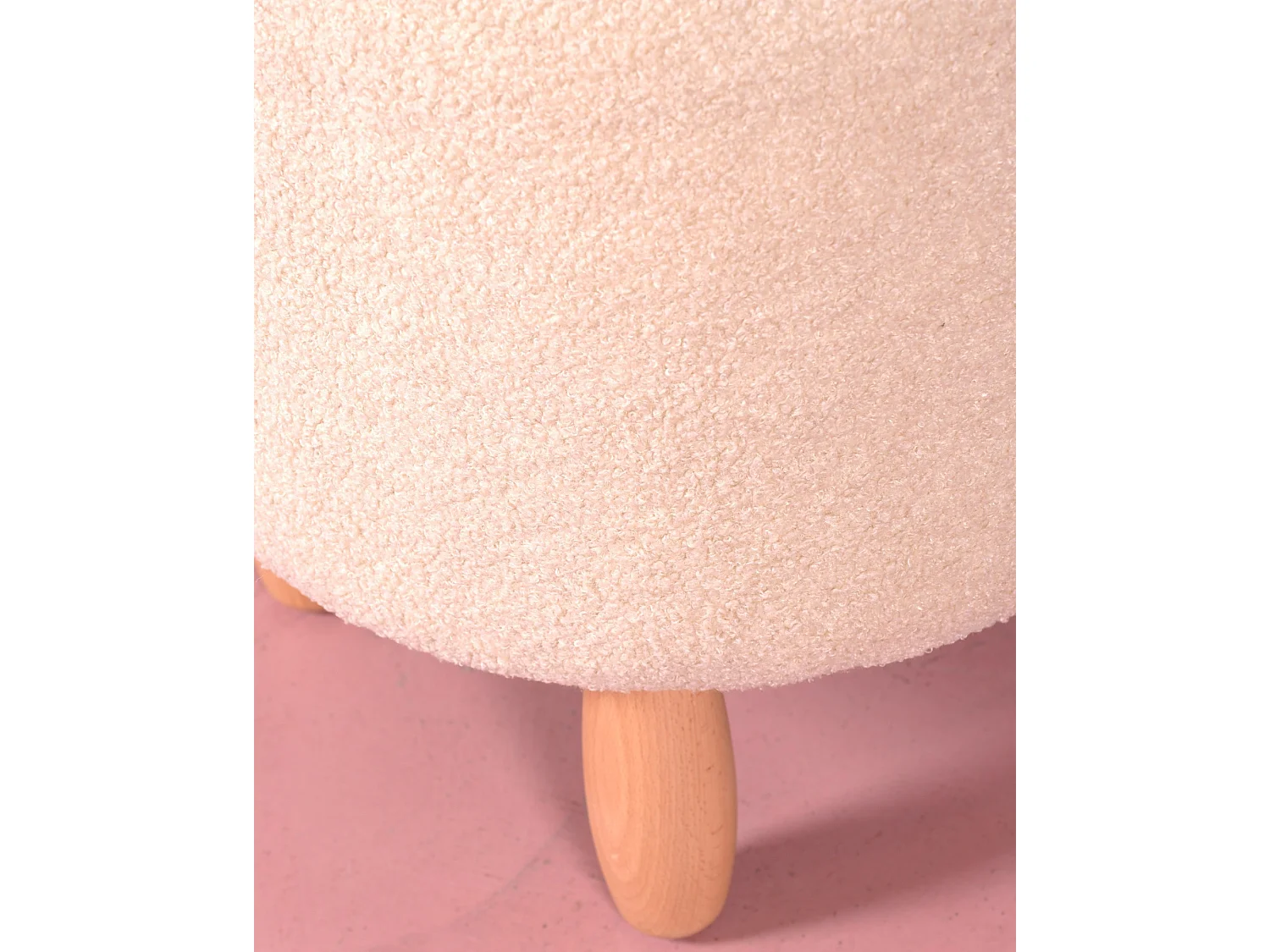 Tabouret design recouvert de bouclé avec tiroir - Berna - Beige