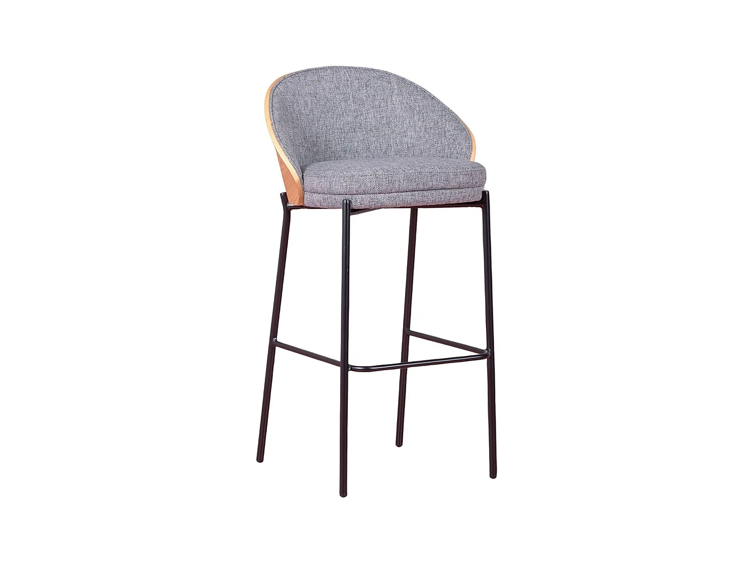 Tabouret nordique en bois de frêne et revêtement en coton - Earth - Gris