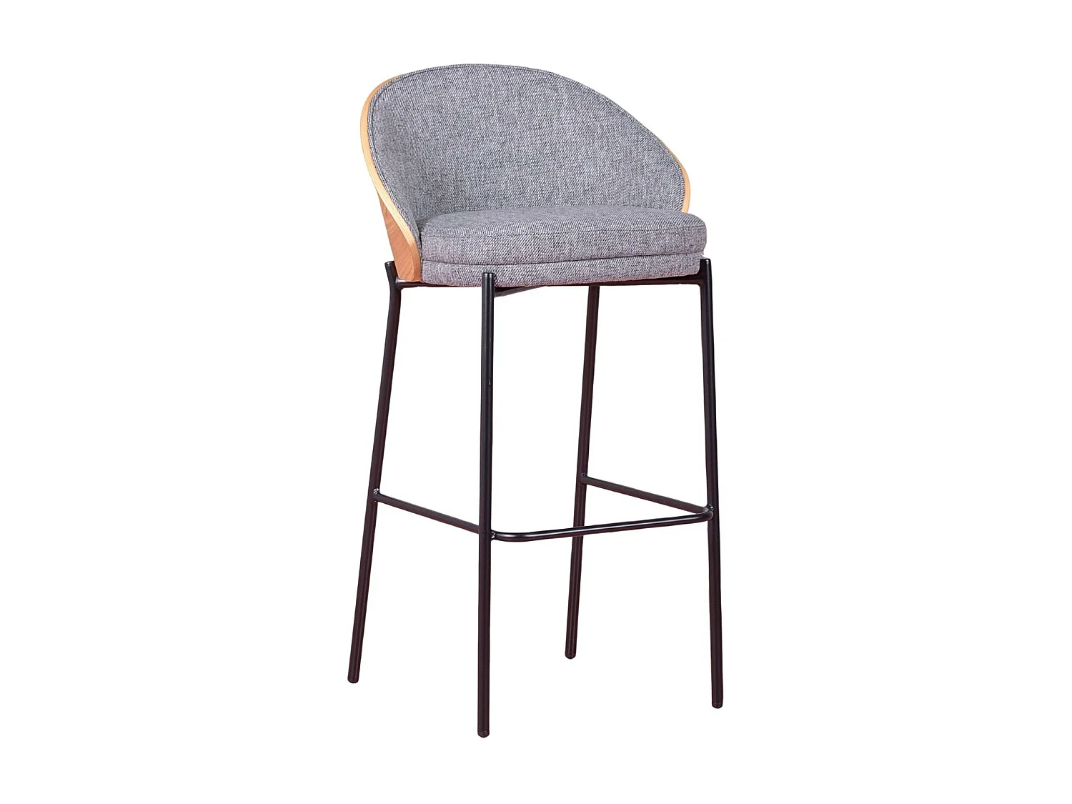 Tabouret nordique en bois de frêne et revêtement en coton - Earth - Gris