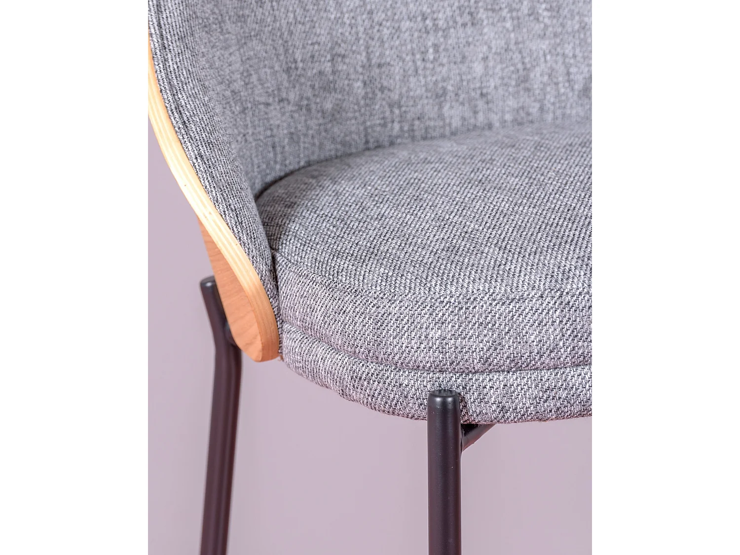 Tabouret nordique en bois de frêne et revêtement en coton - Earth - Gris