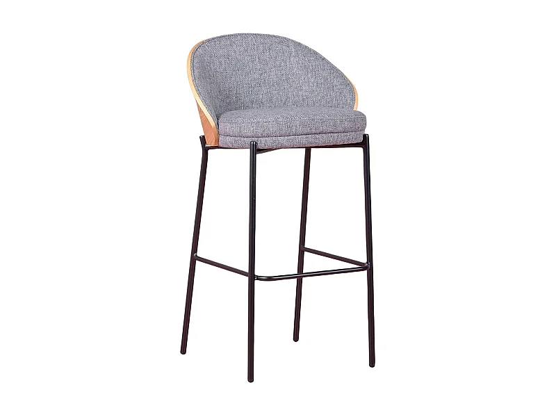 Tabouret nordique en bois de frêne et revêtement en coton - Earth - Gris