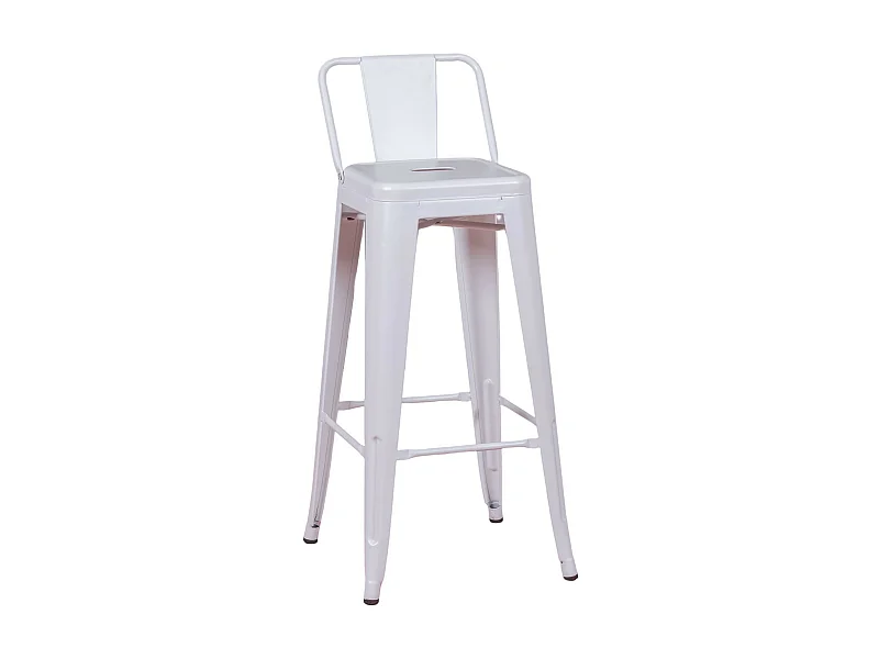 Industriële metalen kruk met lage rugleuning (76cm) - Bistro - Wit