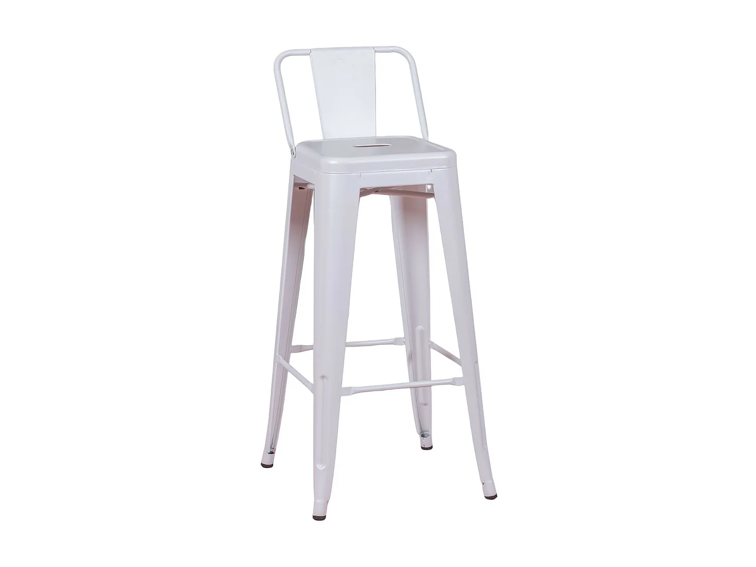 Taburete metálico industrial con respaldo bajo (76cm) - Bistro - Blanco