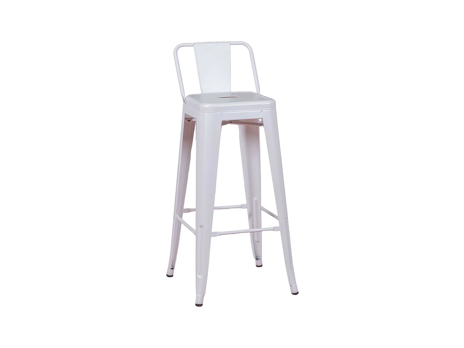 Tabouret industriel en métal avec dossier bas (76cm) - Bistro - Blanc