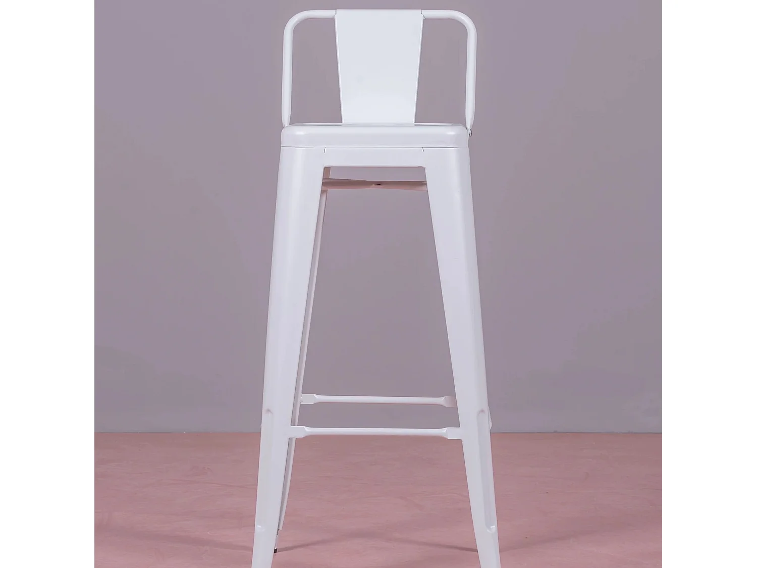Tabouret industriel en métal avec dossier bas (76cm) - Bistro - Blanc