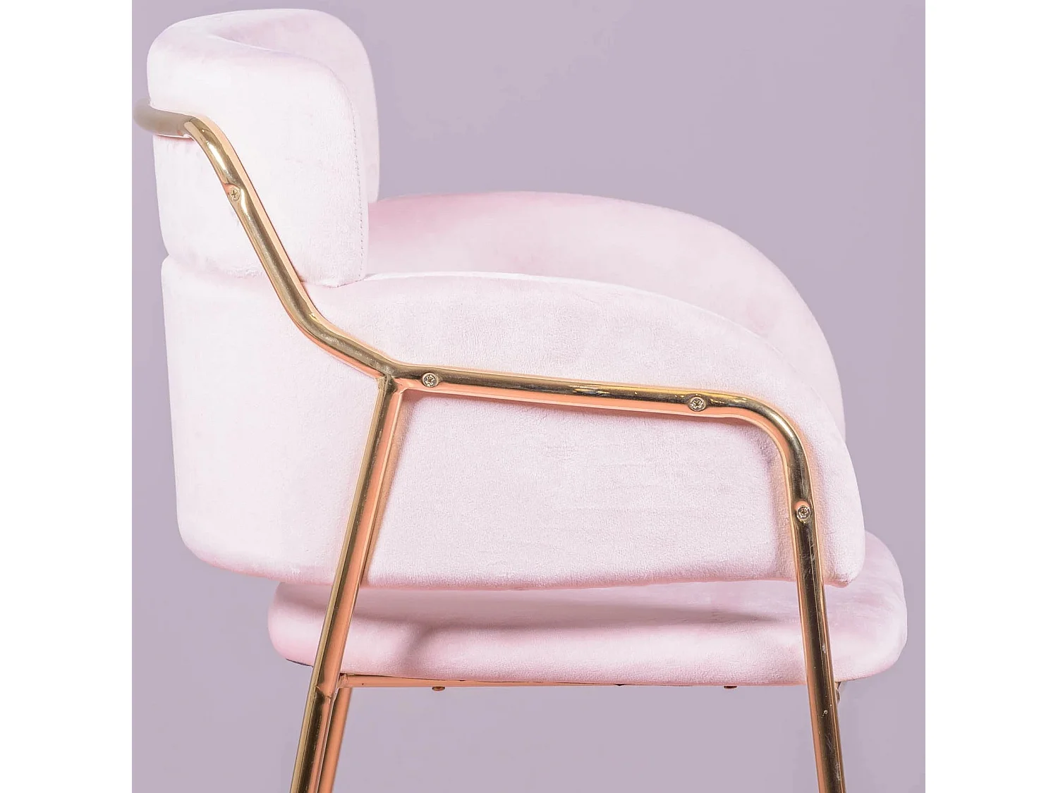 Tabouret design recouvert de velours et pieds dorés - Cruiser - Rose