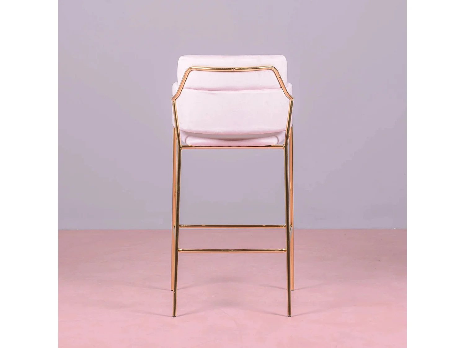 Tabouret design recouvert de velours et pieds dorés - Cruiser - Rose