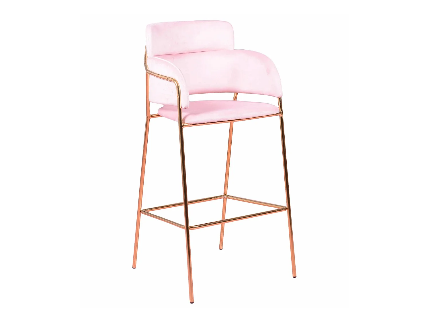 Tabouret design recouvert de velours et pieds dorés - Cruiser - Rose