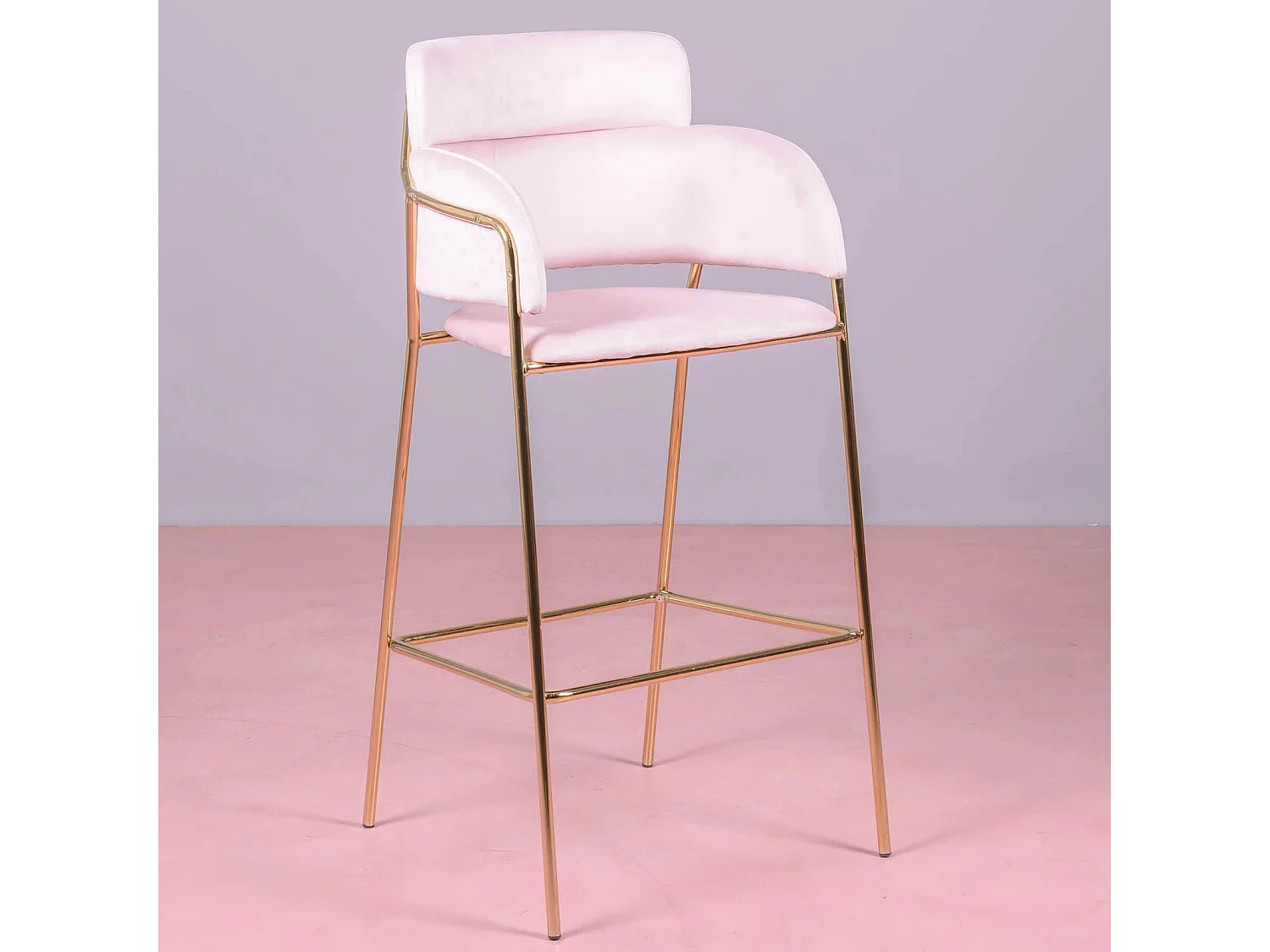 Designer kruk bekleed met fluweel en gouden poten - Cruiser - Roze