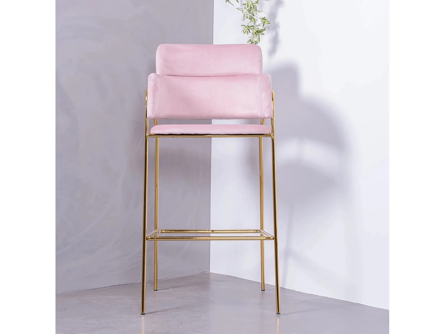 Designer kruk bekleed met fluweel en gouden poten - Cruiser - Roze