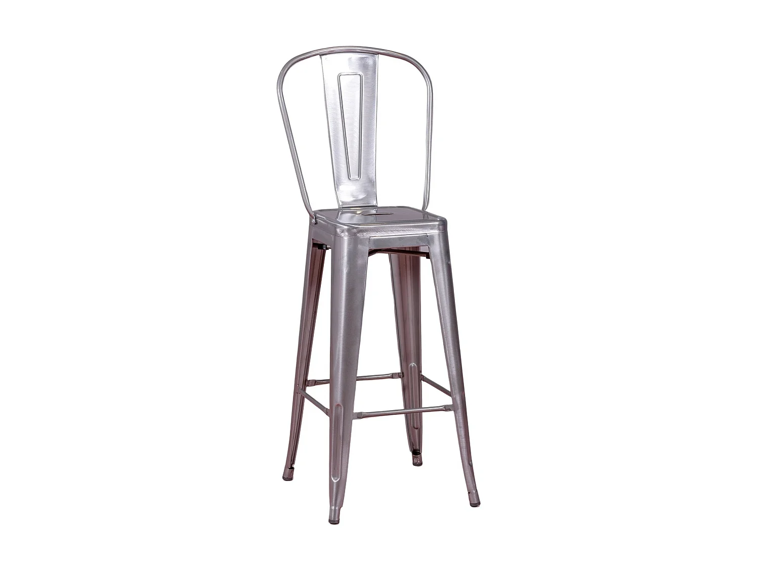 Tabouret industriel en acier métallisé avec dossier haut (76cm) - Bistro - Métal
