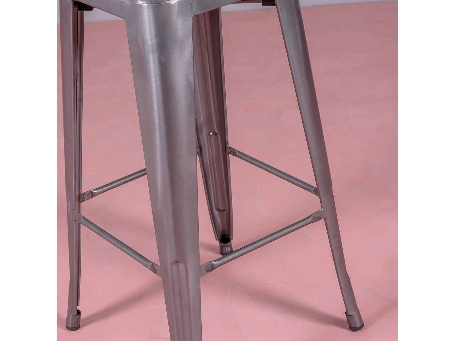 Tabouret industriel en acier métallisé avec dossier haut (76cm) - Bistro - Métal