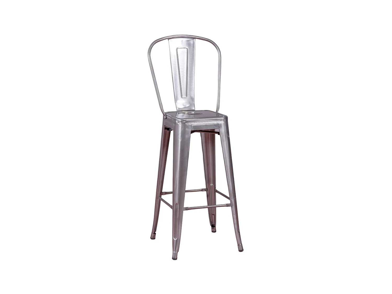 Industriële gemetalliseerde stalen kruk met hoge rugleuning (76cm) - Bistro - Metaal